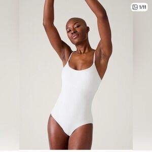 NWT Athleta Scoop Pique One Piece Bright White Pique Swimsuit Size XL